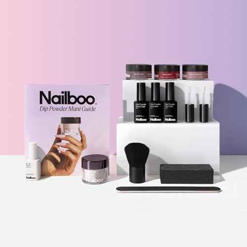 Nailboo Dip Powder Nail Kit Bundle ? Includes 3 Dip Powders Velvet Lust, Date Night, Sunday Brunch, Dip Liquids, Build Powder, File & Buffer Set, Long Lasting, No UV Needed