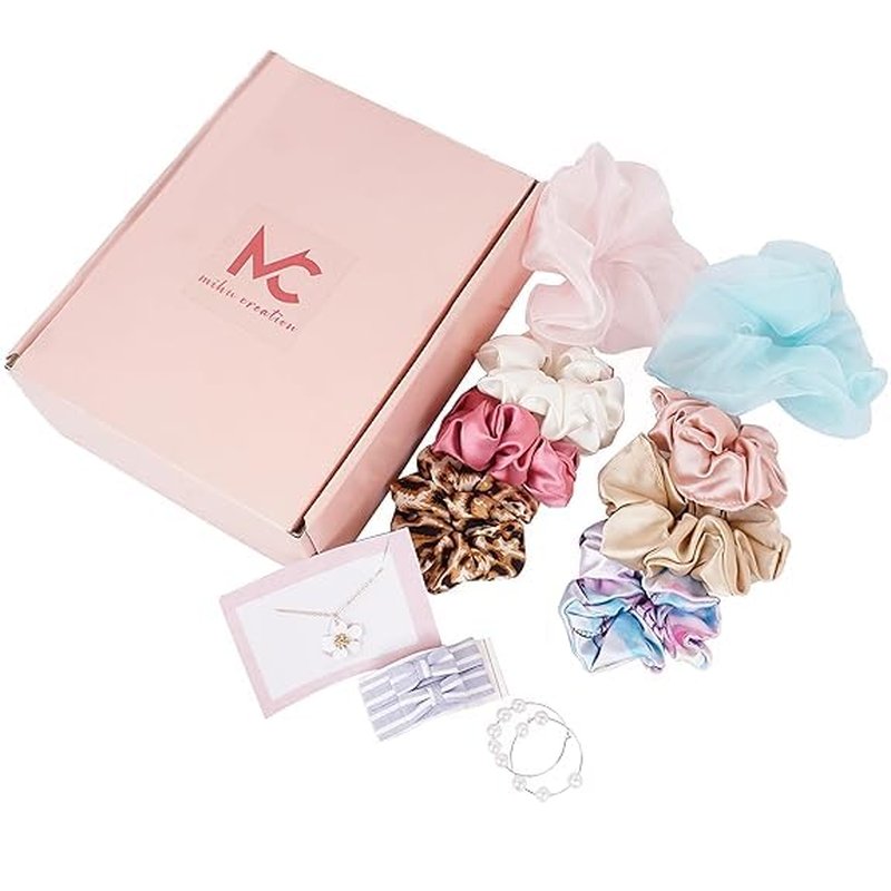 Luxury Hair Accessories Gift Box - Scrunchie Set with Earrings & Hair Pins | Perfect Birthday, Valentine's, Anniversary Gift for Women
