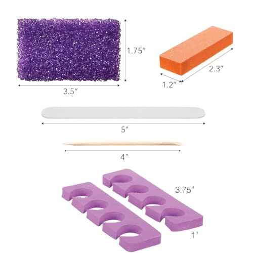 ForPro 5-Piece Pedi Kit, 100-Count, Individually-Packed Pedicure Set, Purple Pumice Pad, Wood Nail File 80/100 Grit, Mini Buffer 80/100 Grit, Wood Stick, Toe Separators