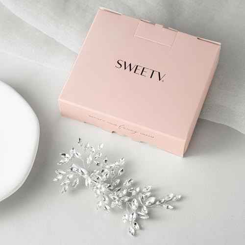 SWEETV Rhinestone Wedding Hair Comb Crystal Hair Pieces Bridal Side Combs Elegant Bride Hair Accessories Wedding Hair Clip for Women Girls Bridesmaid