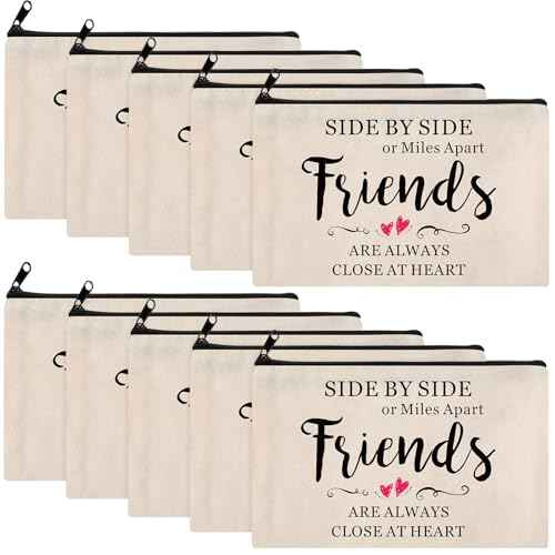 Saintrygo 10 Pieces Friendship Gifts for Women Good Friend Cosmetic Bags Funny Long Distance Friendship Makeup Bags Christmas Gift Travel Toiletry Makeup Zipper Pouch for BFF Soul Sister(Heart Style)