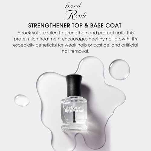 Deborah Lippmann Hard Rock Base and Top Coat | Promotes Healthy Growth for Soft Nails | Diamond Powder Strengthens and Protects Nail Polish | Clear, 50 Fl. Oz