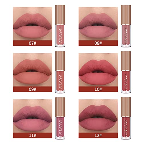 12 Colors Book Style Velvet Matte Liquid Lipstick Christmas Gift Set Long-Lasting Non-Stick Cup Not Fade Shimmer Nude Lip Gloss Thanks For the Love Lip Set (Set B)