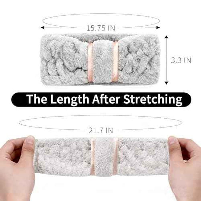 4 Pack Microfiber Towel Headbands for Washing Face, Spa & Skincare for Women (Beige, Dark brown, Grey, Black)