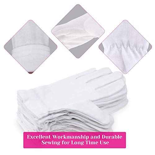 100 Percent Cotton Gloves for Dry Hands Eczema, Selizo 10 Pairs White Cotton Gloves for Women Dry Hands Moisturizing Cosmetic Sensitive Irritated Skin Spa