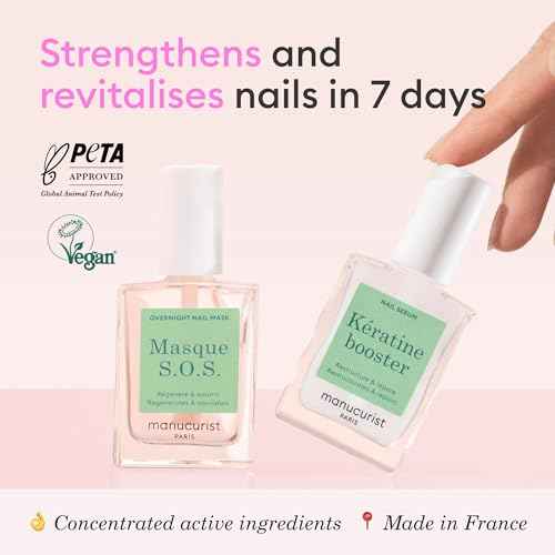 Manucurist Duo Day & Night - Routine for Soft or Damaged Nails - Nail Kit : 1 Nail Strengthener and Growth Serum, 1 Nail Night Mask - Express Nail Care Treatment - Intense Repair - Vegan