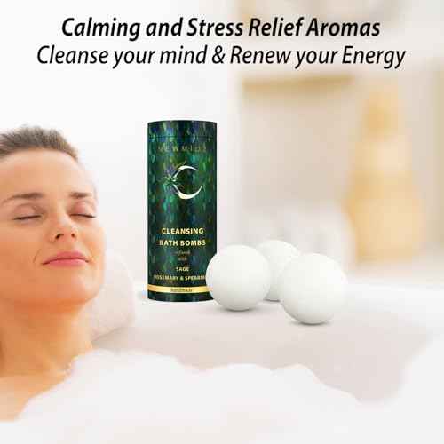 Sage Bath Bombs Spiritual Bath Energy Clearing Protection Shielding Smokeless Smudging Sage Rosemary and Spearmint Relaxation Stress Relief Spa Gift