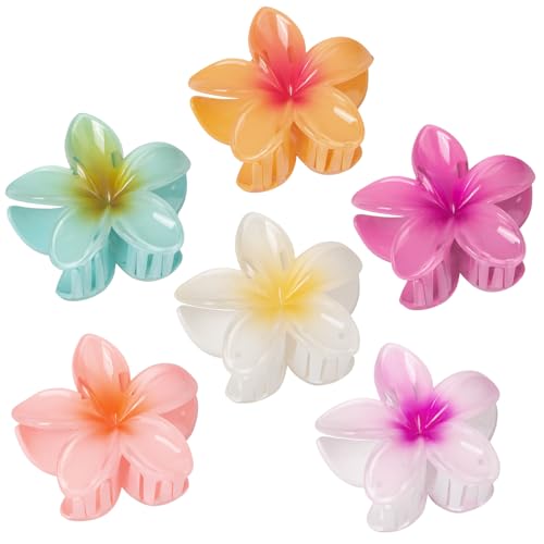 6 Pcs Flower Hair Claw Clips - Hawaiian Hair Clips for Women, Cute Summer Beach Hair Accessories
