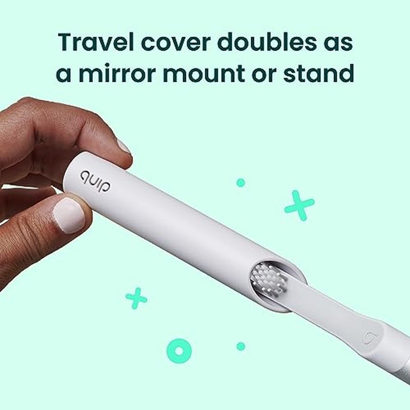 Quip Sonic Toothbrush for Adults - Timed Electric Toothbrush with Cover - Replaceable Brush Head, Soft Bristles, Metal Handle, 3 Month Battery Life - Travel Toothbrush - Pink