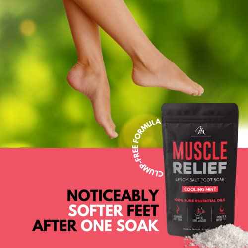 Mantello Muscle Relief Foot Soaking Salts - Foot Soaker for Use with a Foot Soaking Tub - Epsom Salts for Soaking Feet to Soften and Soothe Feet - Pedicure Foot Soak with Essential Oils, 1 lb. Bag