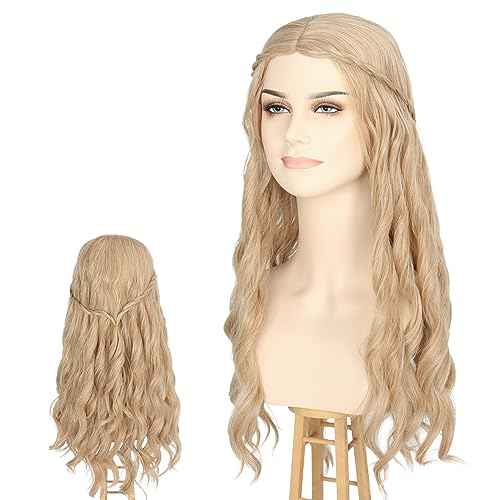 Yan Dream Princess Wig Long Blonde Wavy Hair with Braid Elf Hippie Wigs for Women Cosplay Costume Anime Party