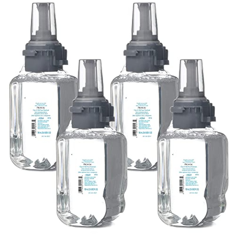 GOJO PROVON Clear & Mild Foam Handwash, Fragrance Free, EcoLogo Certified, 700 mL Foam Hand Soap Refill for PROVON ADX-7 Push-Style Dispenser (Pack of 4) - 8721-04