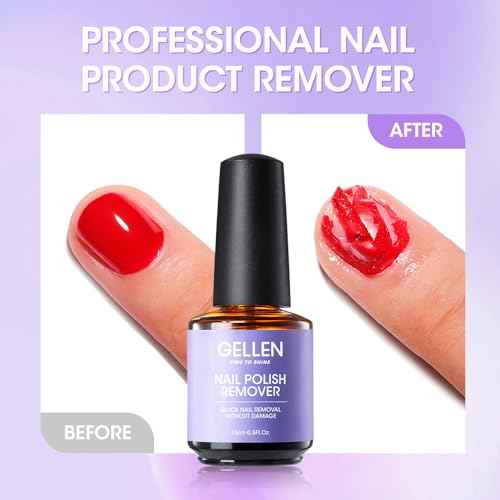 Gellen Gel Nail Polish Remover, 2 Pack Professional Gel Polish Remover for Nails, Quick & Easy Polish Remover In 3-5 Minutes, No Need for Foil Soaking Or Wrapping