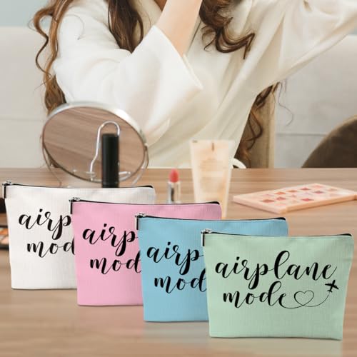 4PCS Funny Airplane Travel Gifts for Women Makeup Bag Travel Essentials Cosmetic Bag Traveling Toiletry Bags Flight Vacation Gifts for Girls Bestie Travelers Girls Trip Birthday Christmas Mothers Day