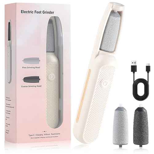 Electric Callus Remover for Feet, Rechargeable Waterproof Foot File with 2 Roller Heads, Cordless Pedicure Tool for Cracked Heels & Dead Skin