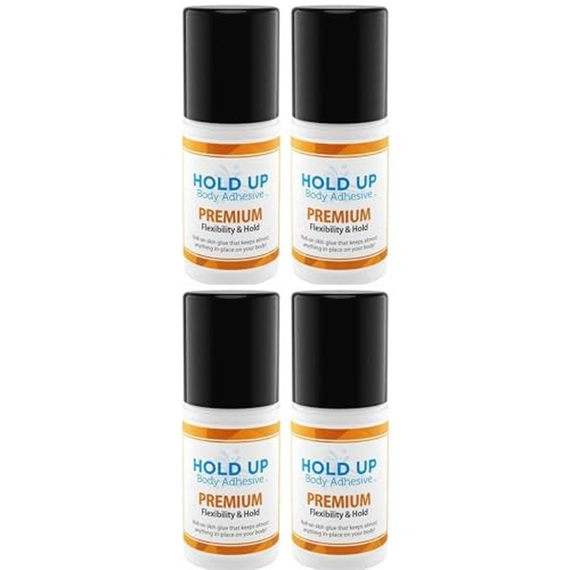 Premium ? Body Glue for Dancers Roll On Skin Adhesive for Compression Socks Thigh Highs Costumes Clothing Lingerie Fashion Cosplay ? 2 oz Roll On, 4-Pack