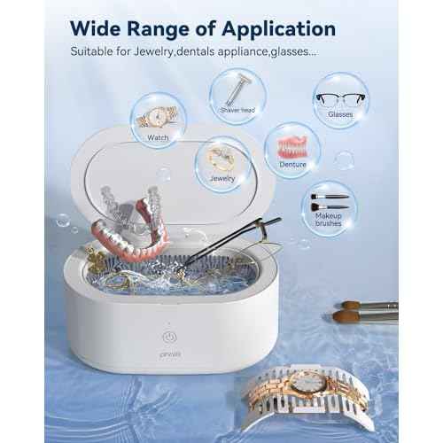 Ultrasonic Jewelry Cleaner, Phniti 20OZ Retainer Cleaner Machine 46KHz Deep Silver Rings, Necklaces, Eyeglasses, Machine Dental Use