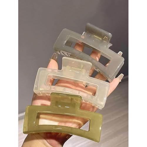 Extra Large Hair Claw Clips for Women, 5 Inch Unbreakable Large Rectangle Claw Clips for Thick Hair Neutral Huge Hair Clips Non-slip Hair Claws Tight Strong Hold Hair Claw for Women Girls 4 Packs