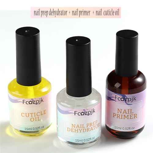 Nail Dehydrator and Nail Primer with Cuticle Oil Set, Air Dry Bonding Primer for Acrylic Nails No Lift, Acid-free Prep Dehydrator, Natural Cuticle Oil for Nails, Manicure Accessories