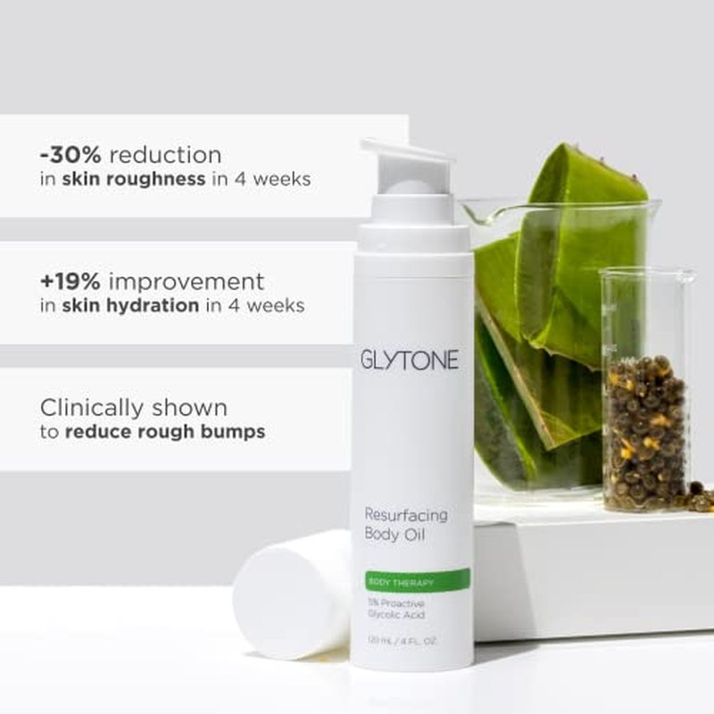 Glytone Resurfacing Body Oil? Nourishing & moisturizing anti aging Body Oil for dry Skin & Keratosis Pilaris ?5% Proactive Glycolic Acid After Shower oil for Body?Unscented, Non Toxic 4 Fl oz