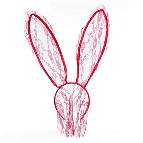 Lace Bunny Big Ears Headband Women Ladies Rabbit Long Ear Veil Mask Headbands Halloween Party Cosplay Hairband
