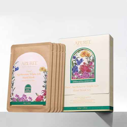 Apuree Anti Aging Hand Mask Gloves: 10-Minute Repair& Extra Moisture (5*30g)| for Severely Dry & Cracked Hands | Luxury Home SPA & 7 Peptides Collagen| All Skin Types| Vegan & Cruelty Free| Gift Set
