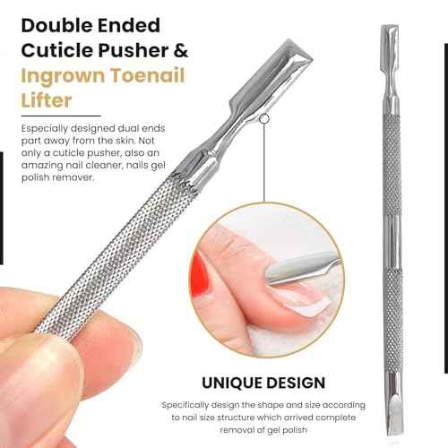 Cuticle Pusher Tools - Professional Nail Cuticle Pusher Cuticle Remover Cuticle Trimmer Spoon Shaped Nail Cleaner Dual Sided Metal Stainless Steel Manicure Pedicure for Women 2 Pack Set Krisp Beauty