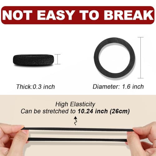 150PCS Hair Ties, IKOCO Black Hair Ties for Women No Damage, Cotton Seamless Ponytail Holders for Thick Hair