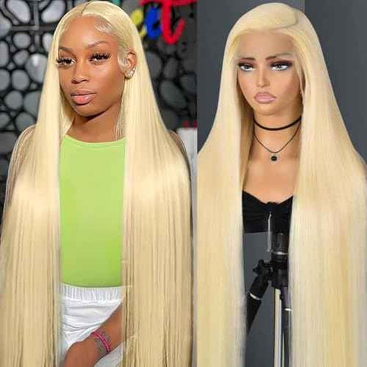 613 13X6 Lace Front Wig Human Hair 30 inch Lace Front Wig Human Hair 180 Density Straight Blonde Wig Human Hair Pre Plucked For Women Honey Blonde HD Lace Front Wig