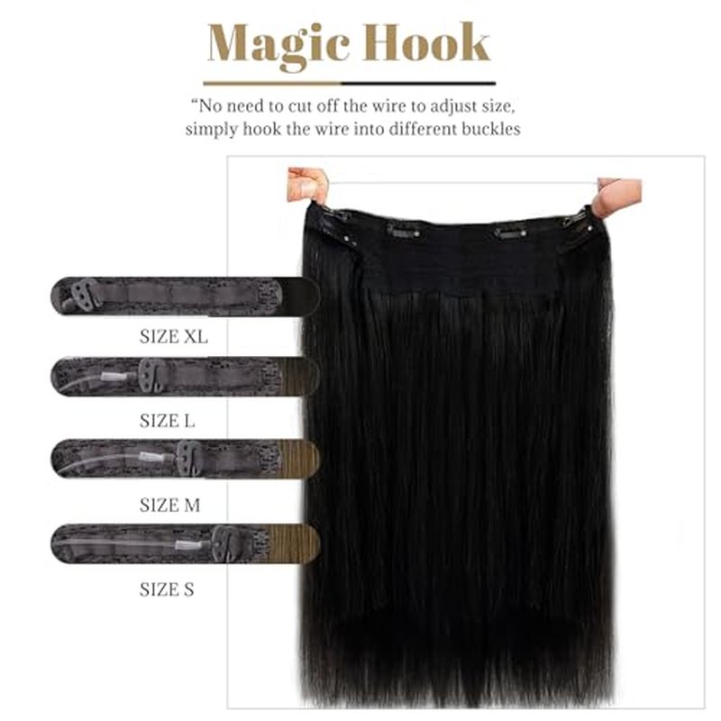 Munx Halos Wire Hair Extensions Real Human Hair Black Wire Extensions with Transparent Lines Natural Black Secret Halos Human Hair Extensions Invisible Black Hair Extensions for Women 80G 16""