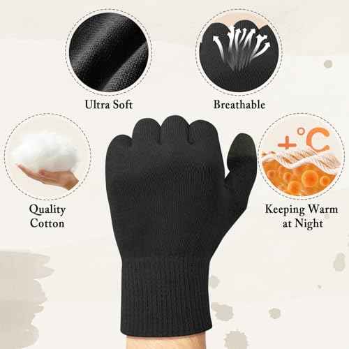 MIG4U Moisturizing Beauty Gloves Touch Screen Overnight Sleeping Glove Large for Men SPA, Dry Hands, Nighttime Lotion, UV Protection, Cosmetic Treatment, XL Black 1 Pairs
