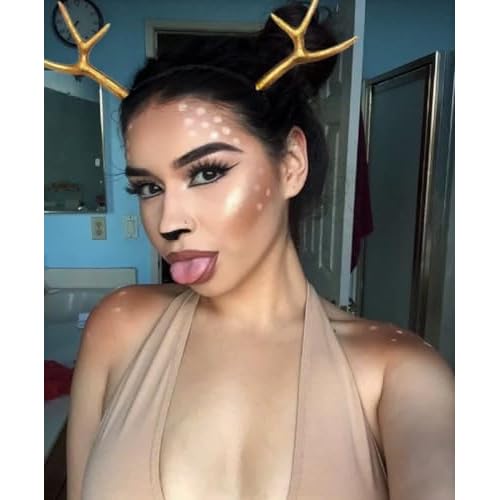 JeVenis Luxury Reindeer Antler Headband Gold Deer Headband Festival Wear Party Hats