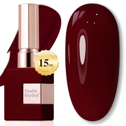 Double Rhythm Translucent Gel Polish Sheer Neutral Natural Light Milky Same Color Same Bottle 15ML Jelly UV Polish Nail Art DIY at Home (Dark Burgundy-A1487)