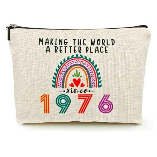 Happy 49th Birthday Gifts for Her Women Makeup Bag, Best 1976 Anniversary 49th Birthday Decorations, 49 Year old and Fabulous Gifts Ideas for Wife, Mom, Mothers Day, Christmas Cosmetic Travel Pouch