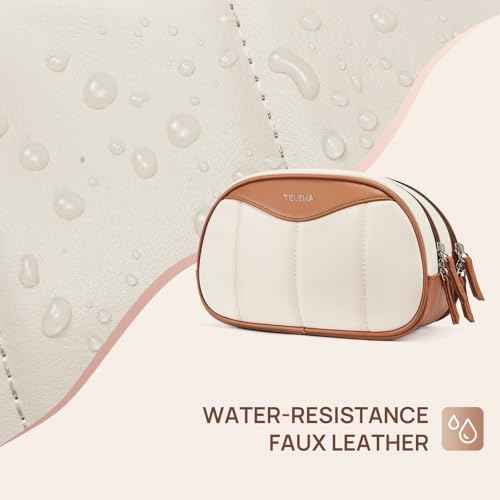 Telena Medium Makeup Bag, Travel Make Up Bag for Women, Vegan Leather Cosmetic Bag for Travel Essentials