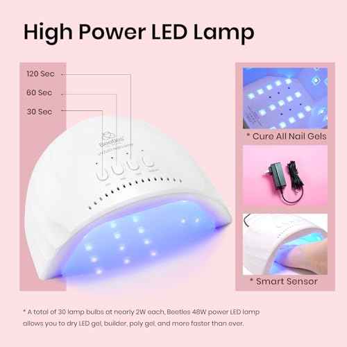 Beetles Gel Nail Polish Kit with Uv Light - 6 Colors Nude Gray Pink Gel Polish Starter Kit Manicure with Base Top Coat Soak off Led Salon DIY at Home Gifts for Women Teens Girls