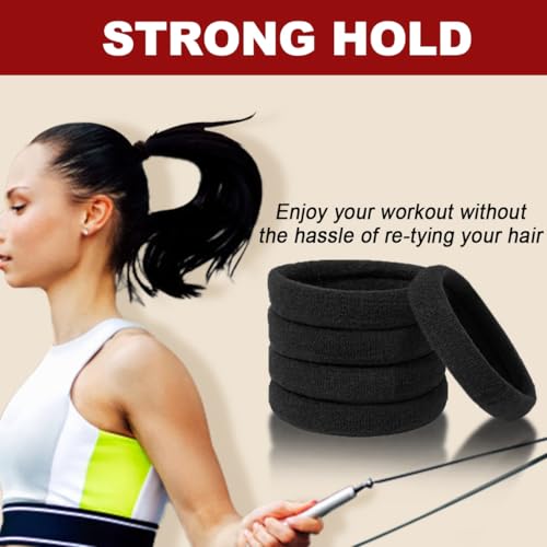 150PCS Hair Ties, IKOCO Black Hair Ties for Women No Damage, Cotton Seamless Ponytail Holders for Thick Hair