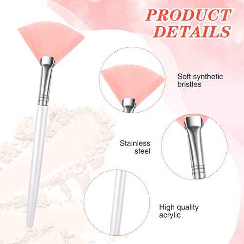 48 Pcs Fan Brushes Facial Applicator Brush Multi Use Makeup Face Mask Brush Soft Peel Brush Applicator for Women Girls Esthetician Spa Acid Mud Cream Masques Cleansing Tools, Pink, White, Orange
