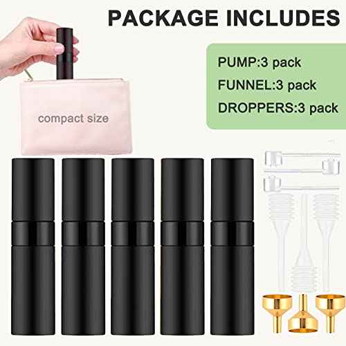 Beieverluck 15 Pieces 8ML Travel Perfume Atomizer Refillable Perfume Bottle Portable Cologne Sprayer for Perfume Women Men, Black