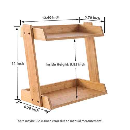 GOBAM Bamboo Makeup & Countertop Organizer, Large - 2 Layer Cosmetics, Lipsticks, Jewelry, Brushes, Hair Accessories & Perfume Organizer for Dresser, Easy Assembly - Natural