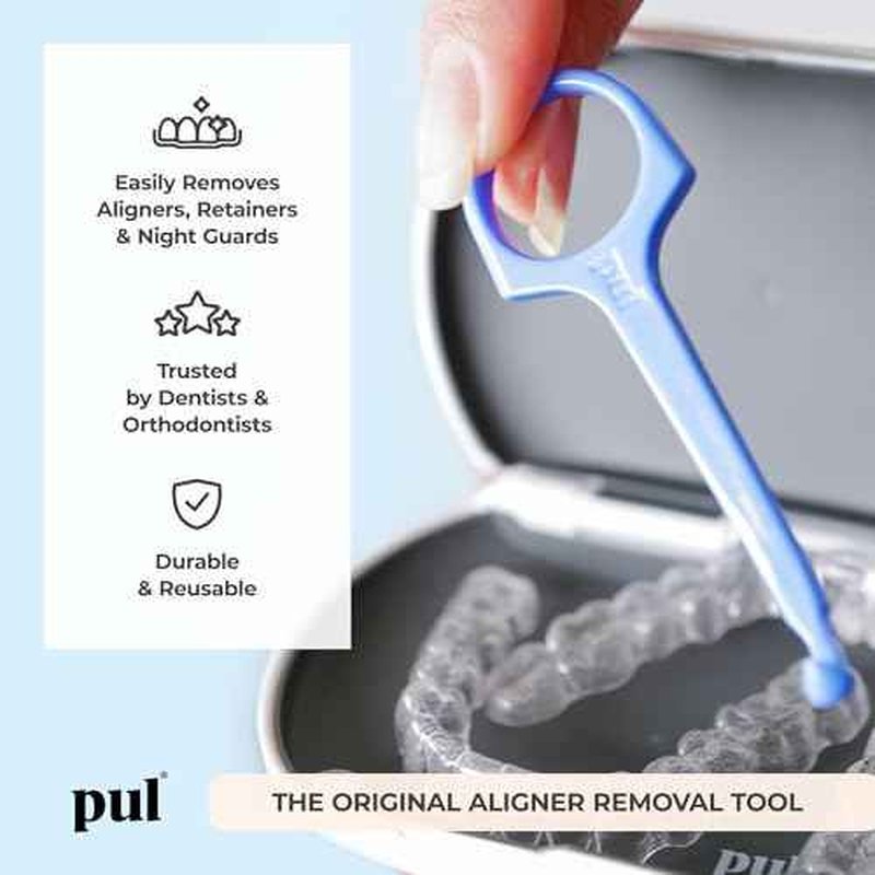 PUL Pack of 2 Reusable Clear Aligner Removal Tool ? Compatible with Invisalign, Removable Braces, Retainers & Trays ? Easy-to-Use Device Remover, Dental & Oral Hygiene Care Product ? Purple, Pink