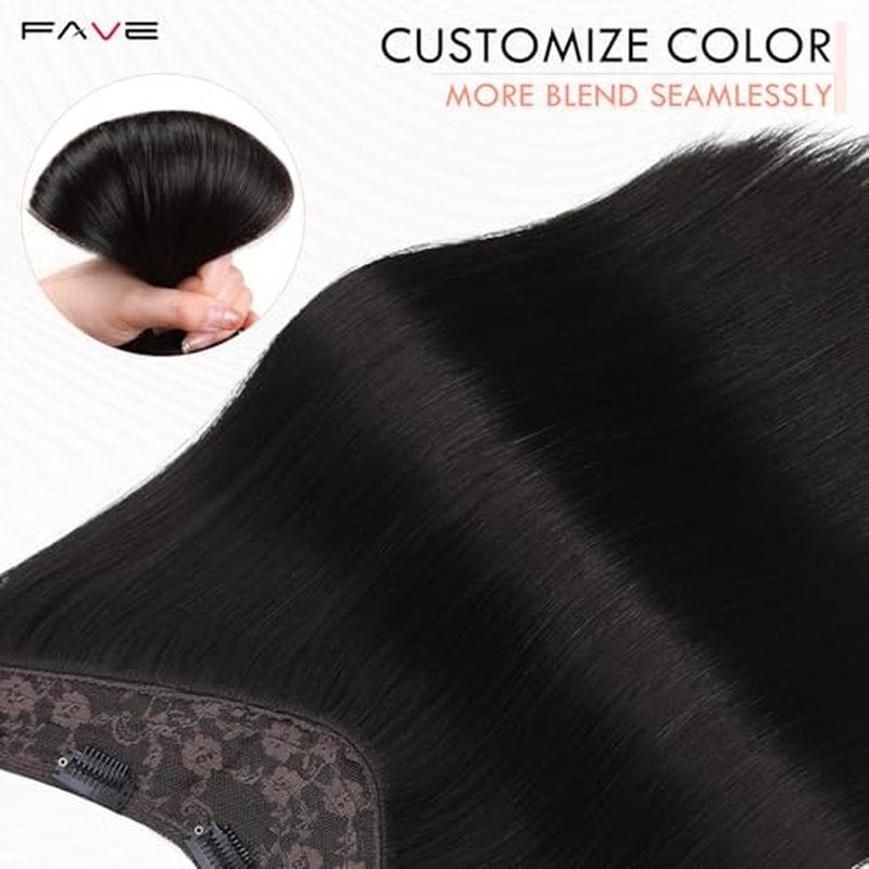 FAVE 110g Human Hair Extensions 16 Inch Seamless Clip in Hair Extensions Human Hair Upgraded V-Shape 100% Remy Human Hair Hairpieces for Volume & Length (Natural Black)
