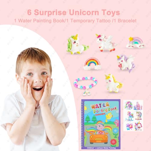 Rainbow Unicorn Bath Bombs Gift Set,6 Pcs Natural Handmade Bathbomb with Toys Surprise Inside for Girls Boys for Kids, Organic Bath Bomb for Christmas or Birthday Gift