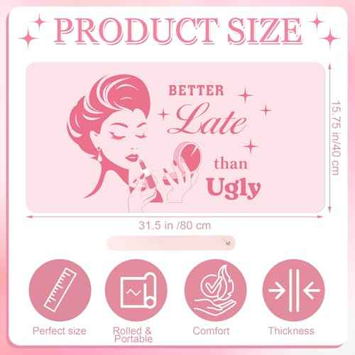 Coquette Makeup Mat for Vanity Top Protector, Dual Sided Leather Vanity Mat Waterproof Mouse Pads Dressing Desk Makeup Table Cover Nonstick Countertop for Women