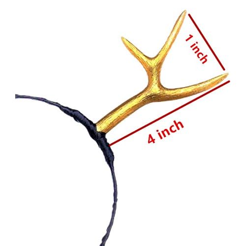 JeVenis Luxury Reindeer Antler Headband Gold Deer Headband Festival Wear Party Hats