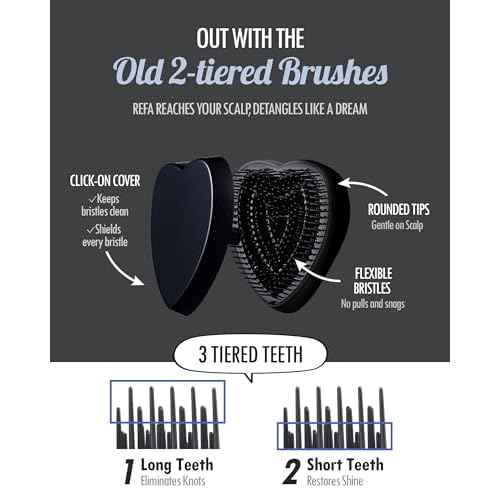 ReFa HEART BRUSH ROSE GOLD | Heart Shaped Detangling Brush for Women | Small Hair Brush for Thick Hair | Hair Detangler Brush Travel