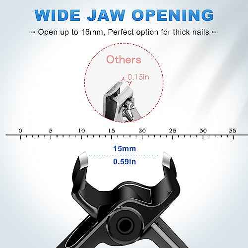 Toenail Clippers for Seniors Thick Toenails, Heavy Duty Large Nail Clippers with 15mm Wide Jaw Opening, Long Handle Toe Nail Clippers for Thick Nails Gifts for Men, Seniors Women