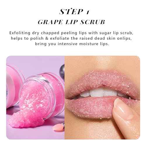 ANAI RUI Lip Therapy Set - Scrub & Mask, Overnight Hydrating Moisturizer With Exfoliator and Sleeping Mask for Plumping - Gift Kit for Dry, Chapped, Dark Lips, Grape