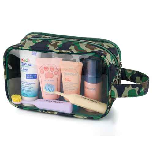 Dinosaur Kids Toiletry Bag for Boys, Travel Clear Toiletry Bag for Little Young Boys Waterproof Hanging Wash Bag Toddler Traveling Toiletries, Camo