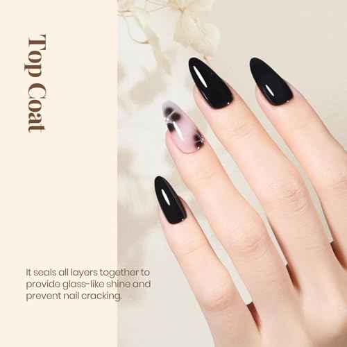 Beetles Top Coat Base Gel & Nail Glue Set-3Pcs No Wipe Top Coat Gel Nail Polish & Base Coat with 9 In 1 Nail Glue Shine Effect Long Lasting Soak Off Uv Light Lamp Diy Fall Nail Gifts for Women & Girls